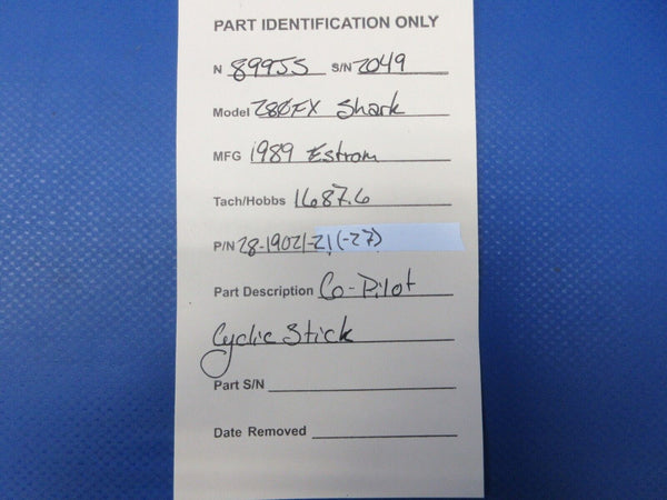 Enstrom 280FX Helicopter Co-Pilot Cyclic Stick P/N 28-19021-21 (1124-2019)