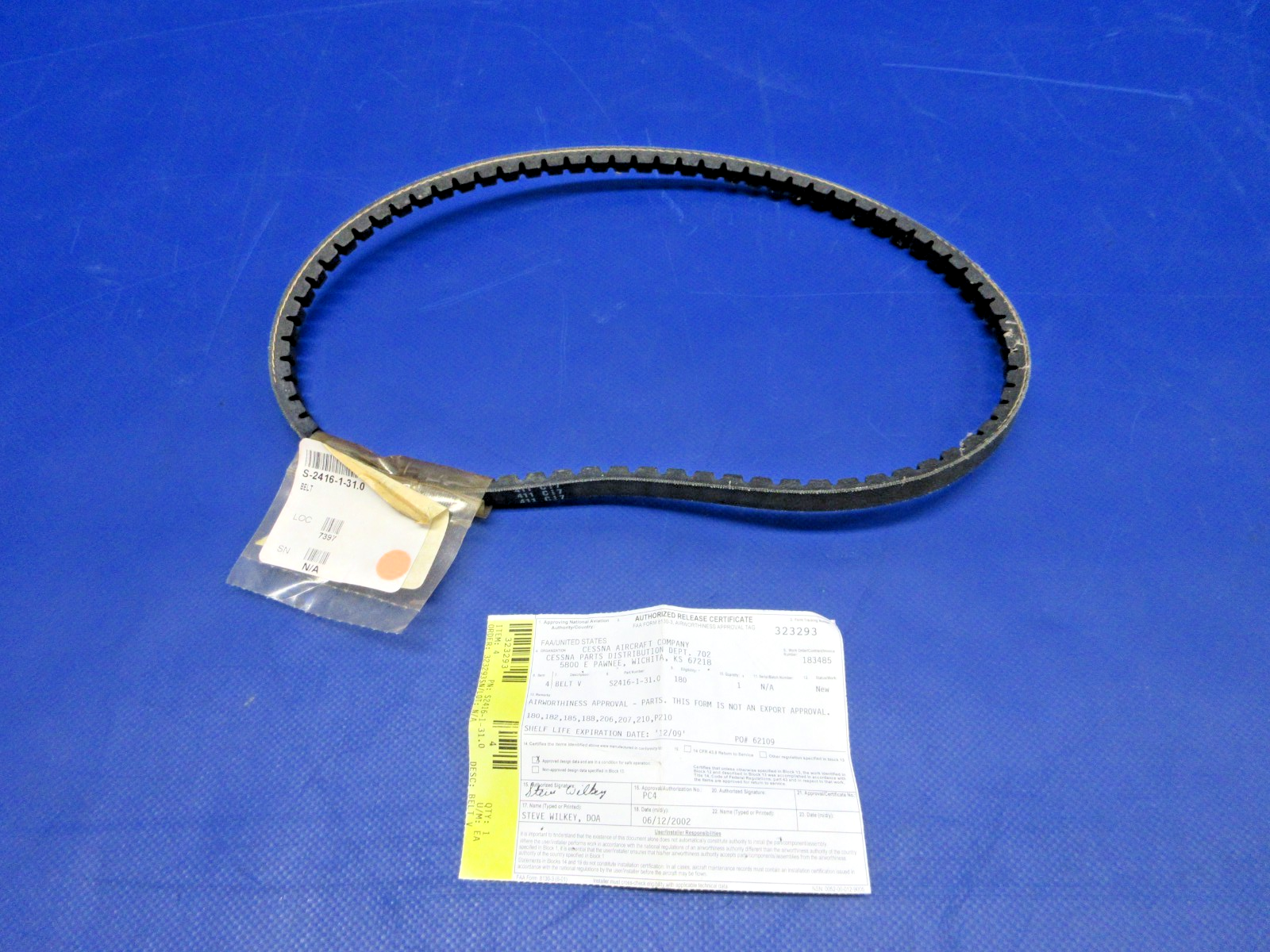 Cessna Alternator Belt w/8130 P/N S2416-1-31.0 NOS (0326-1000)1