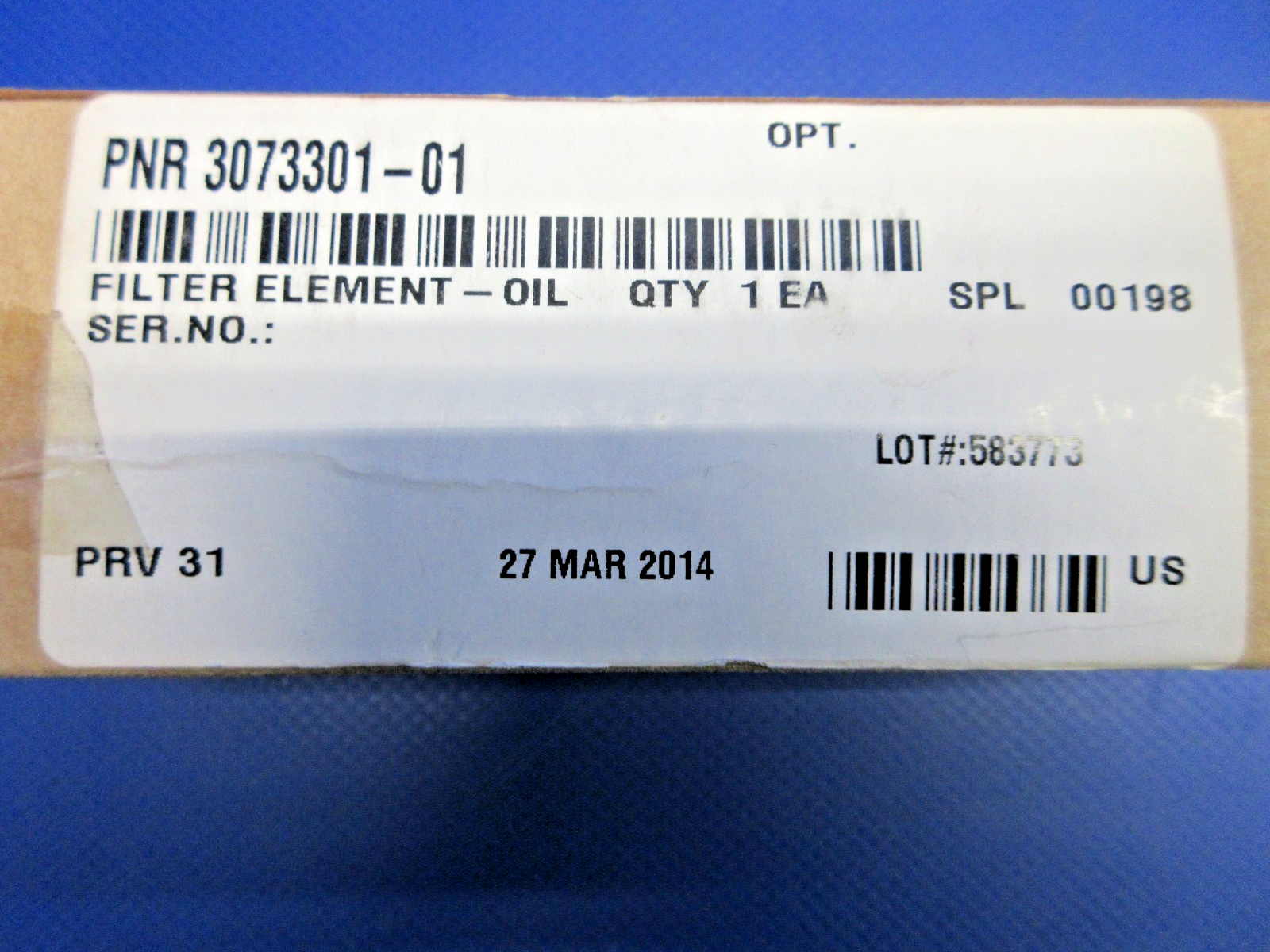 Pratt & Whitney Oil Filter Element P/N 3073301-01 NOS (0426-748)2