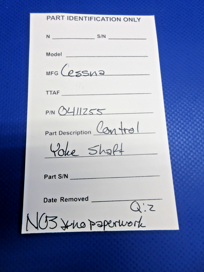 Cessna Control Yoke Shaft P/N 0411255 NOS (0326-1010)13