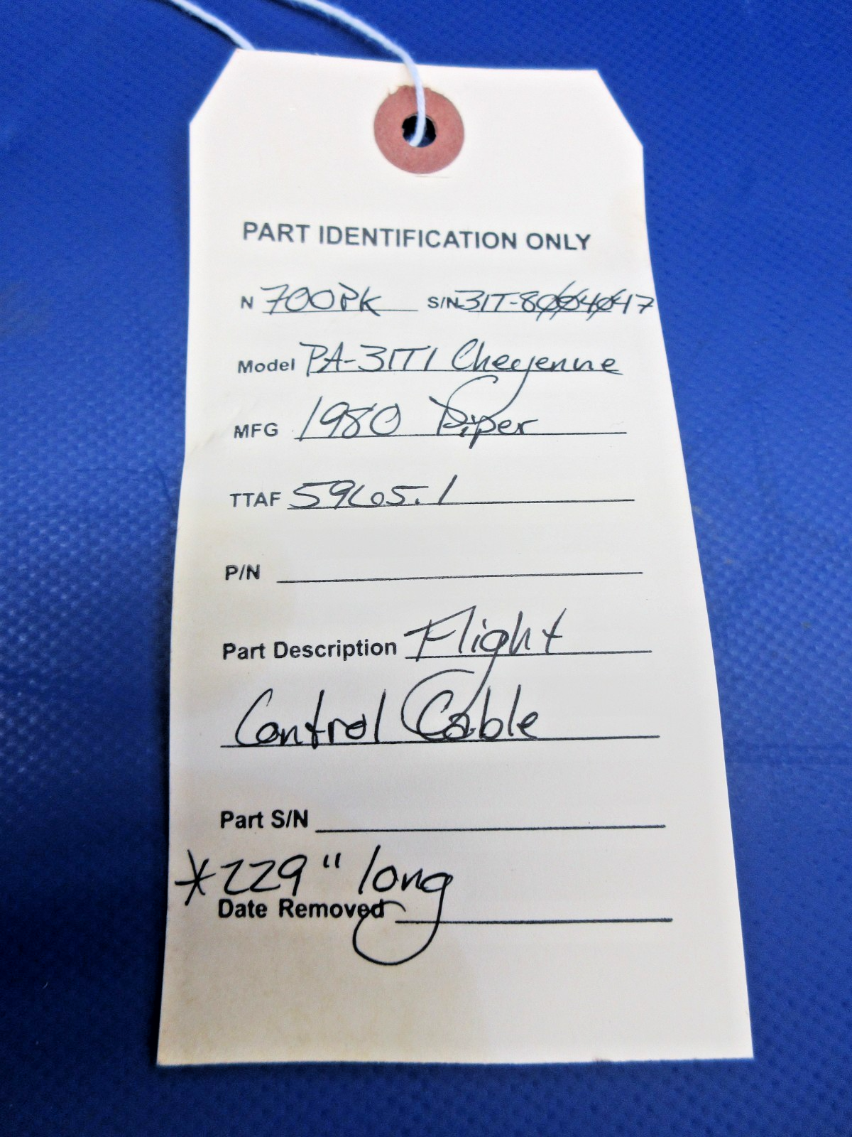 Piper PA-31T1 Cheyenne Flight Control Cable (0626-796)9