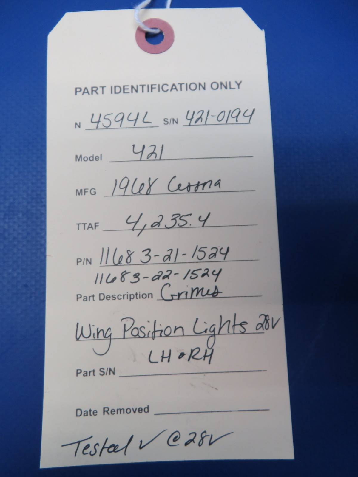 Cessna Grimes Wing Position Lights LH & RH 28v 11683-21-1524 TESTED (0326-152)20