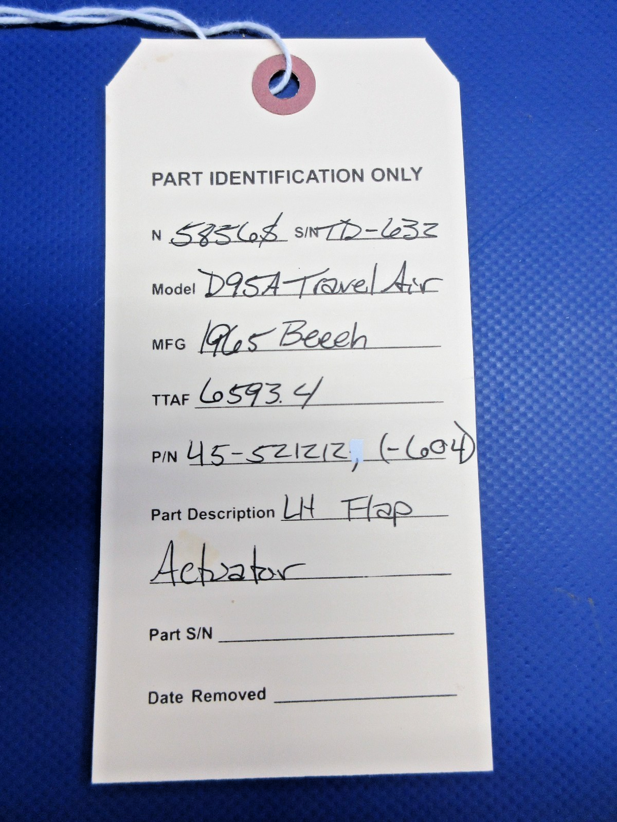 Beech D95A Travel Air LH Flap Actuator P/N 45-521212 (0326-732)9