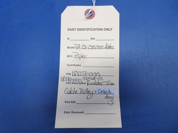 Piper PA-23-235 Rudder Trim Cable Pulley & Crank Assy P/N 18503-000 (0524-1844)