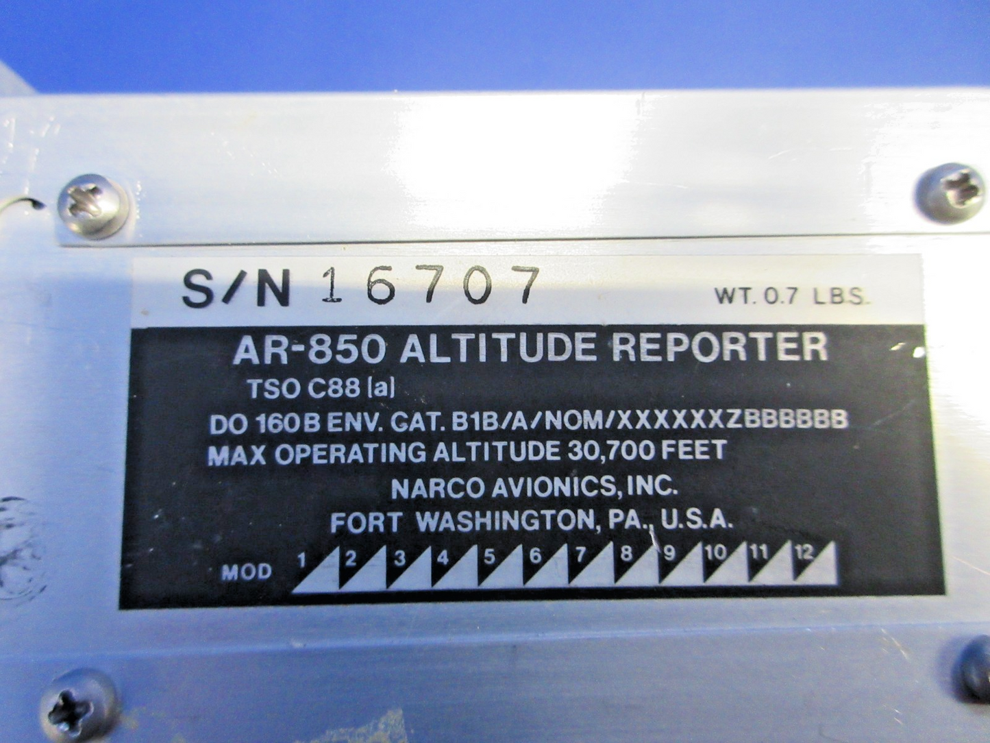 Narco AR-850 Altitude Reporter P/N 599-012 WARRANTY (0426-797)4