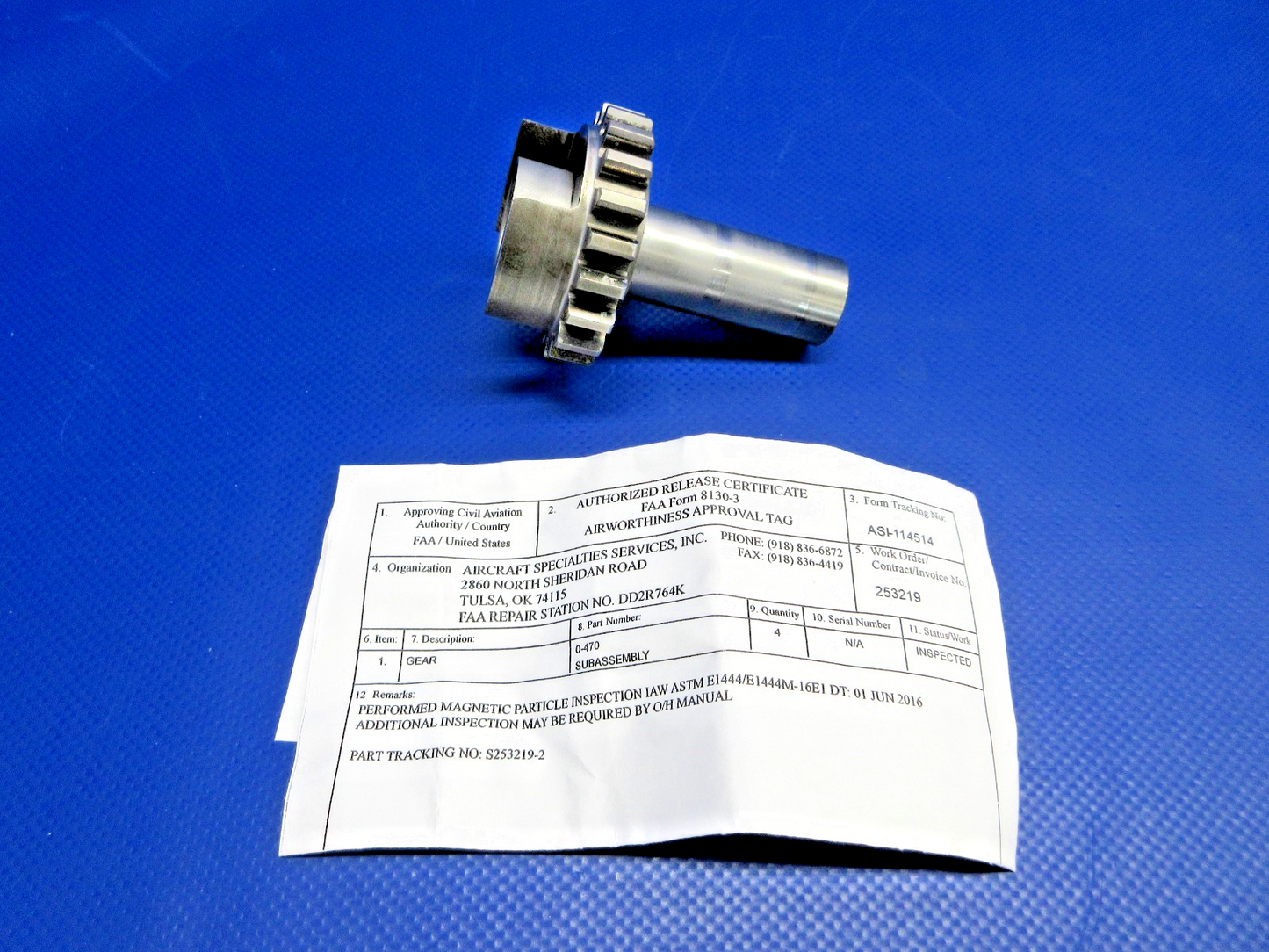 Continental Magneto Drive Gear w/8130 P/N 629076 INSPECTED (0226-1012)0