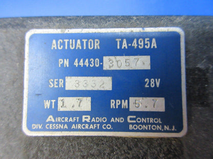 Aircraft Radio & Control TA-495A Actuator P/N 44430-3057 WARRANTY (1224-1259)