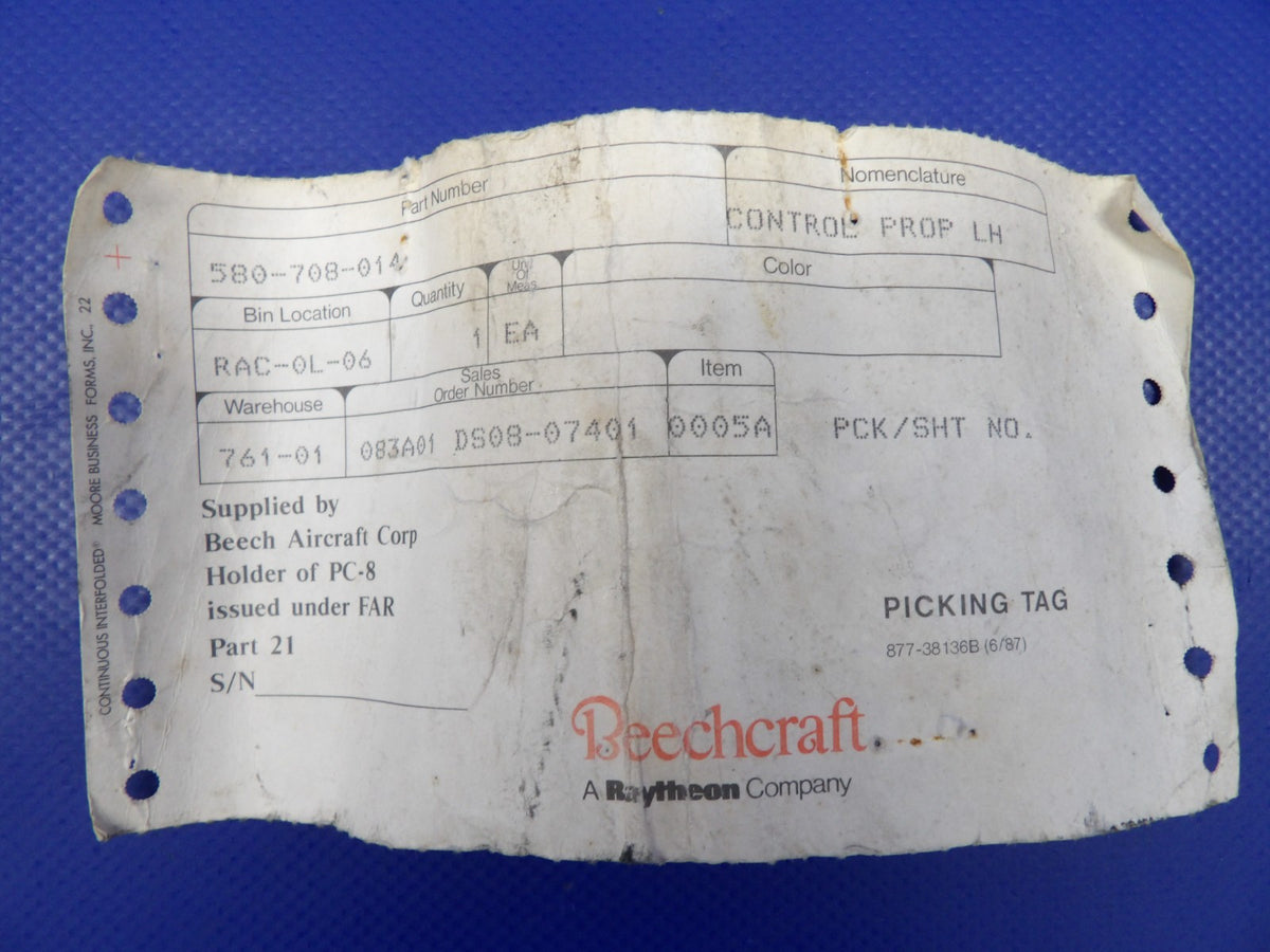Beech 76 Duchess LH Propeller Control Cable P/N 580-708-014 NOS (0826-1355)1