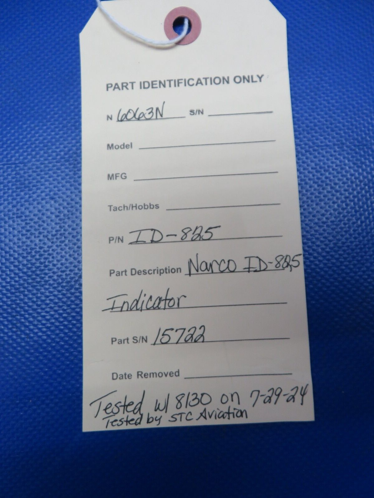 Beech 19A Musketeer Narco ID-825 Indicator P/N ID-825 TESTED w/ 8130 (0824-106)
