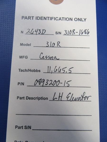 Cessna 310 / 310R LH Elevator P/N 0893200-15 (1124-13)