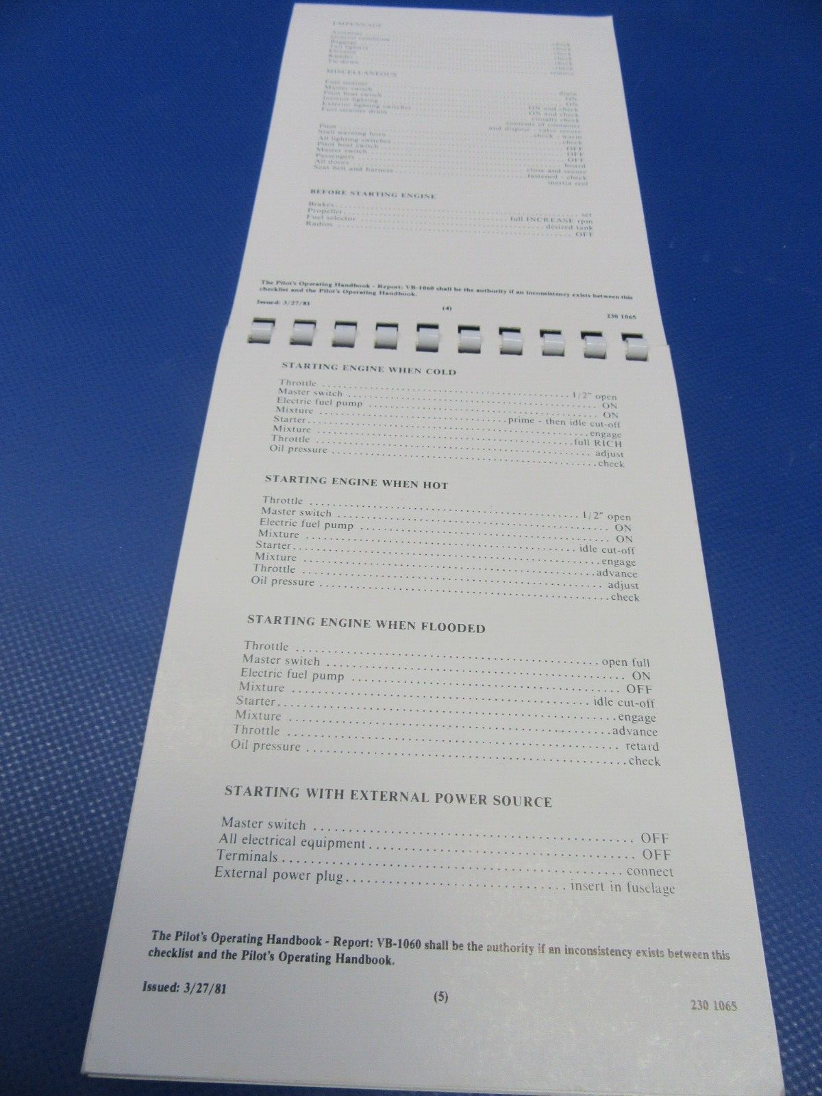 Various Original Piper Checklists PA-28 / PA-32 Lot of 9 (0124-31)
