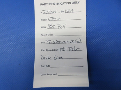 Bell 47J-2 Helicopter Tail Rotor Drive Case P/N 47-645-212-13 (1124-1370)
