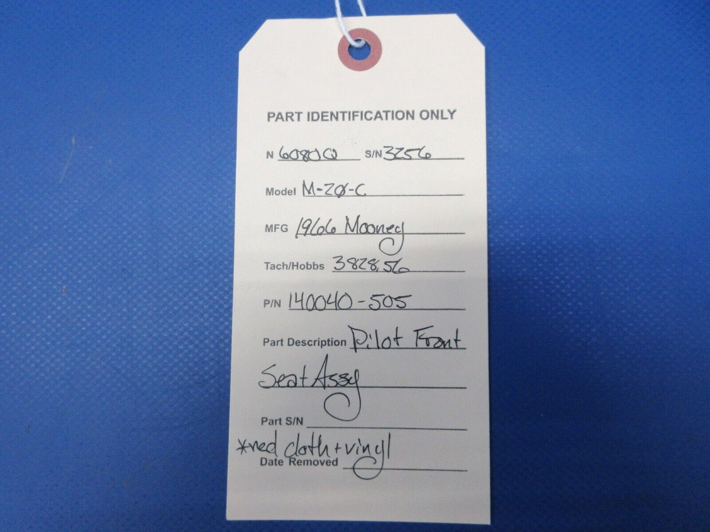 Mooney M20 / M20C Pilot Front Seat Assy P/N 140040-505 (1024-1310)