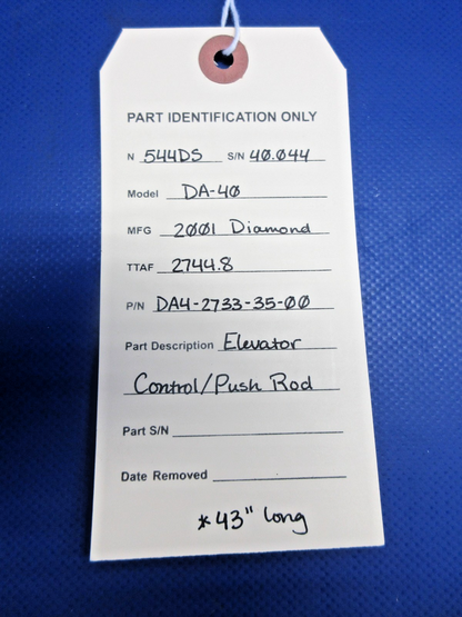 Diamond DA-40 Elevator Control / Push Rod P/N DA4-2733-35-00 (0726-2116)12
