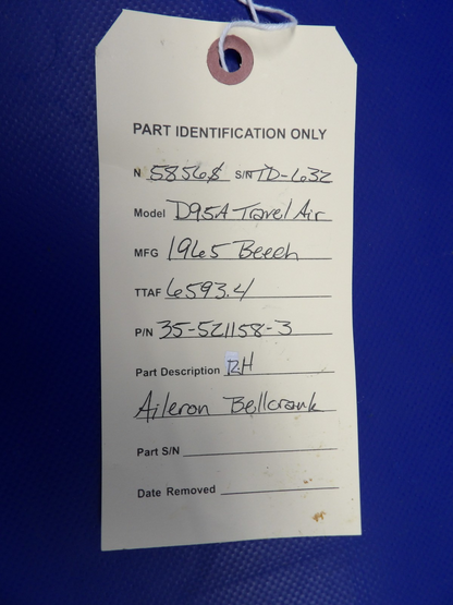 Beech D95A Travel Air Right Hand Aileron Bellcrank P/N 35-521158-3 (0326-406)10