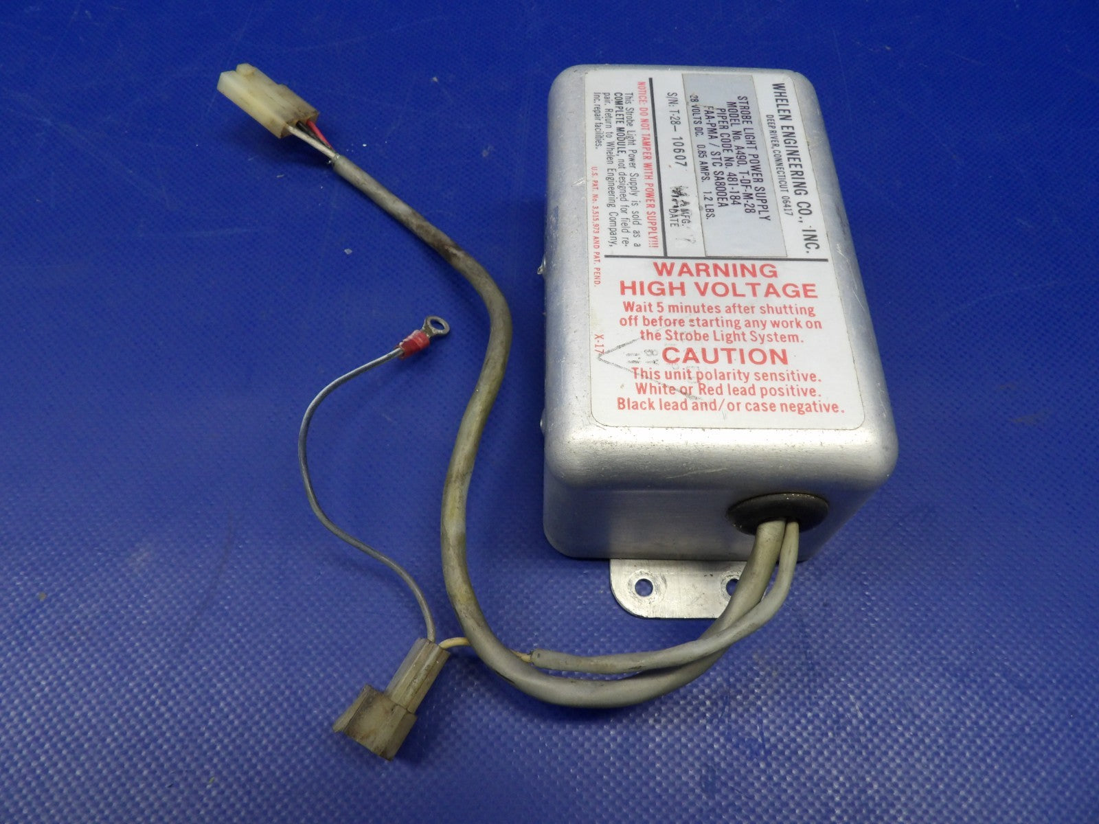 Piper Cheyenne Whelen Strobe Power Supply 28V P/N A490 TESTED (0626-1307)5
