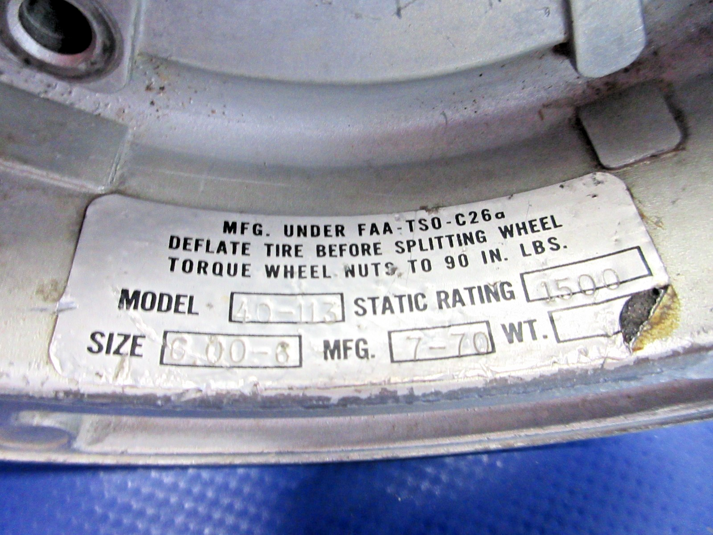 Cessna Cleveland 40-113 6.00-6 Nose Wheel P/N C163001-0104 (0626-2046)1