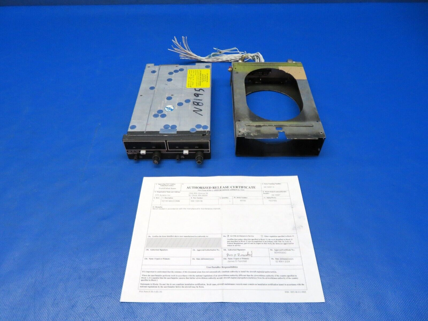 King KX155 Nav / Com w/ Rack 14v P/N 069-1024-38 TESTED w/ 8130 (0624-162)3