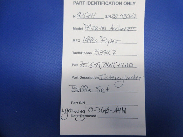 Piper PA-28-181 Lycoming O-360 Intercylinder Baffle Set P/N 75339 (1224-780)