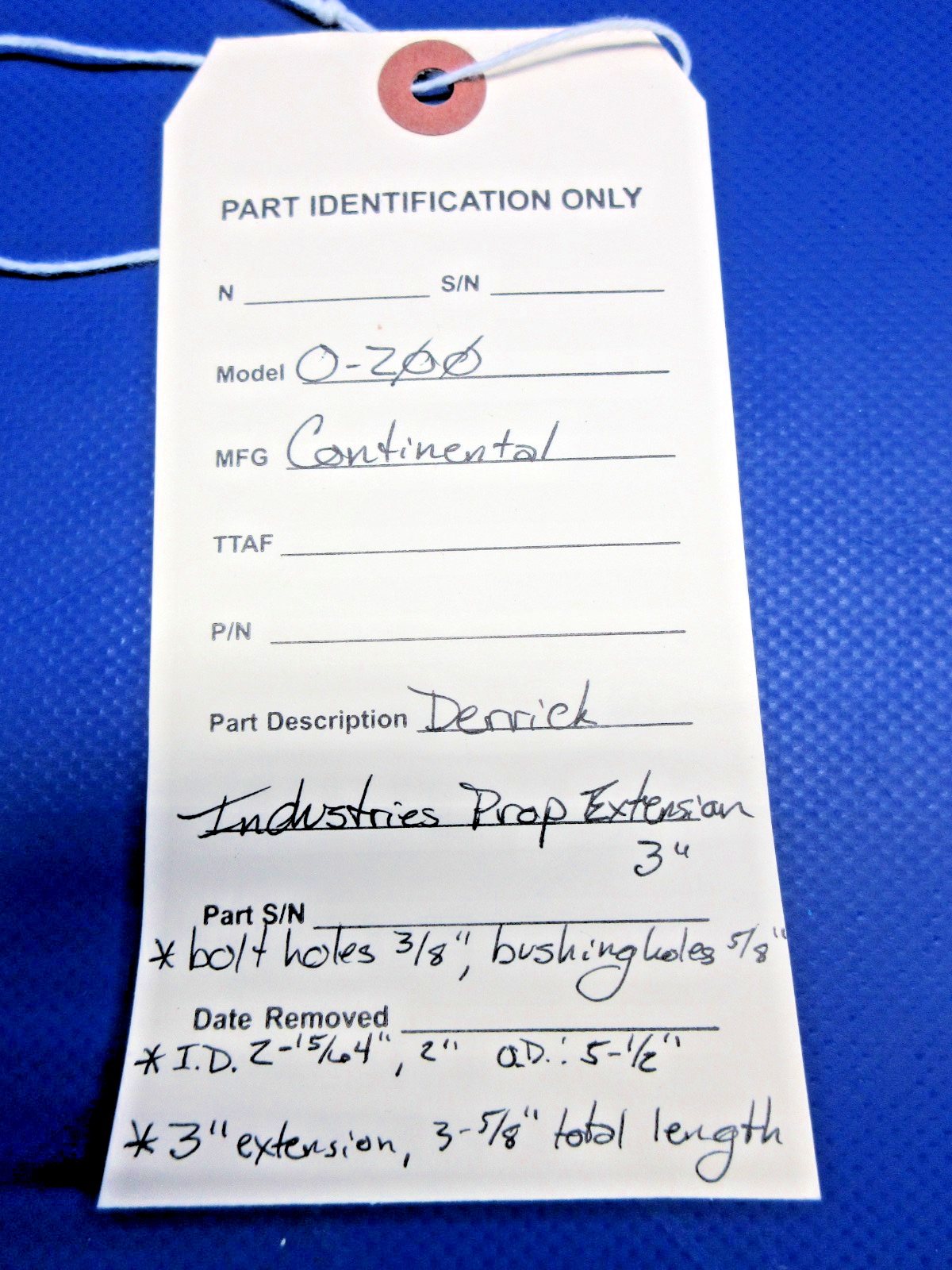 Continental O-200 Derrick Industries Prop Extension 3" (0926-763)9