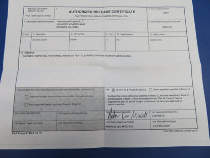 Continental 520 / 550 Large Crankshaft Gear 656991 Inspected w/ 8130 (0326-1729)2