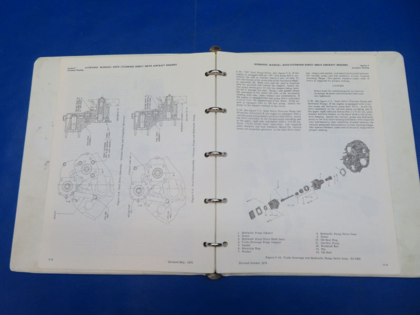 Lycoming OH Manual Direct Drive Engine  & Folder Data Pak 60294-7 (1024-187)