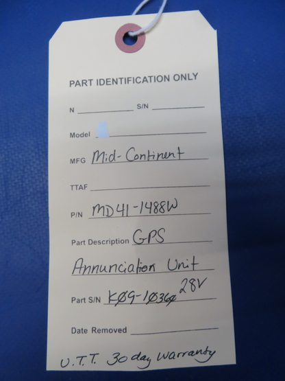 Mid-Continent GPS Annunciation Unit 28v MD41-1488W WARRANTY (0426-137)8