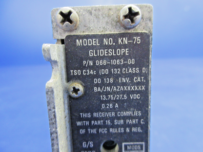 King KN-75 Glideslope Receiver 14/28V P/N 066-1063-00 WARRANTY (0926-792)2