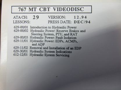 Boeing 767 Maintenance Training Laser Discs Version 12.94 SET OF 17 (1024-1365)