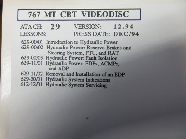 Boeing 767 Maintenance Training Laser Discs Version 12.94 SET OF 17 (1024-1365)