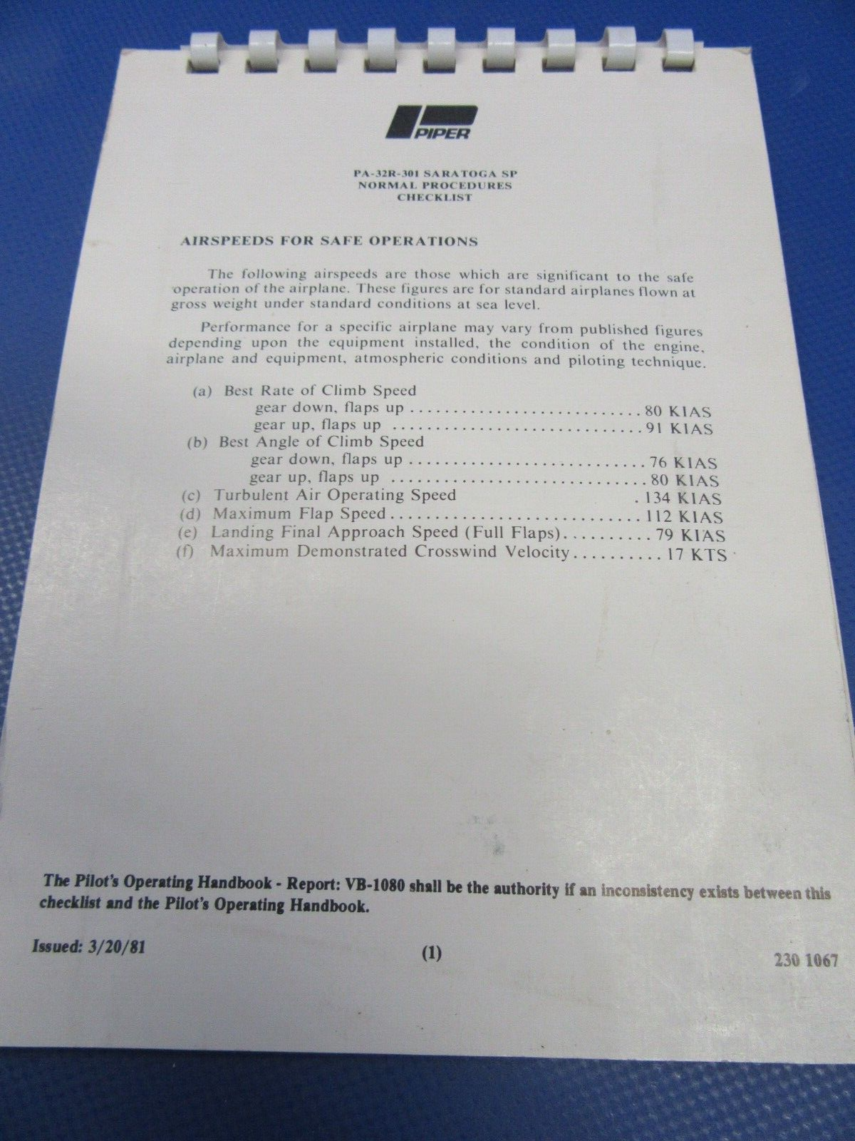 Various Original Piper Checklists PA-28 / PA-32 Lot of 9 (0124-31)