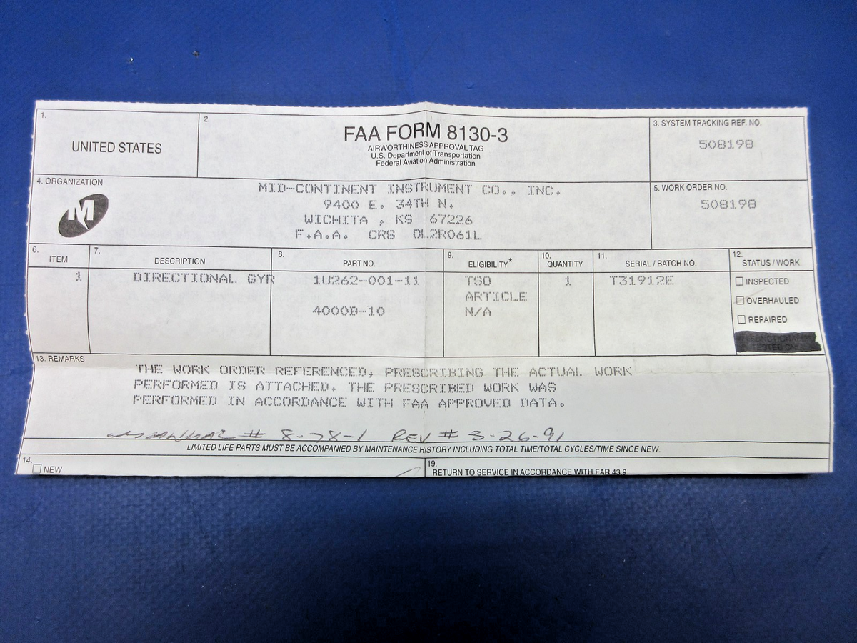 Sigma Tek 4000B-10 Directional Gyro w/8130 IU363-001-11 CORE (0626-833)5