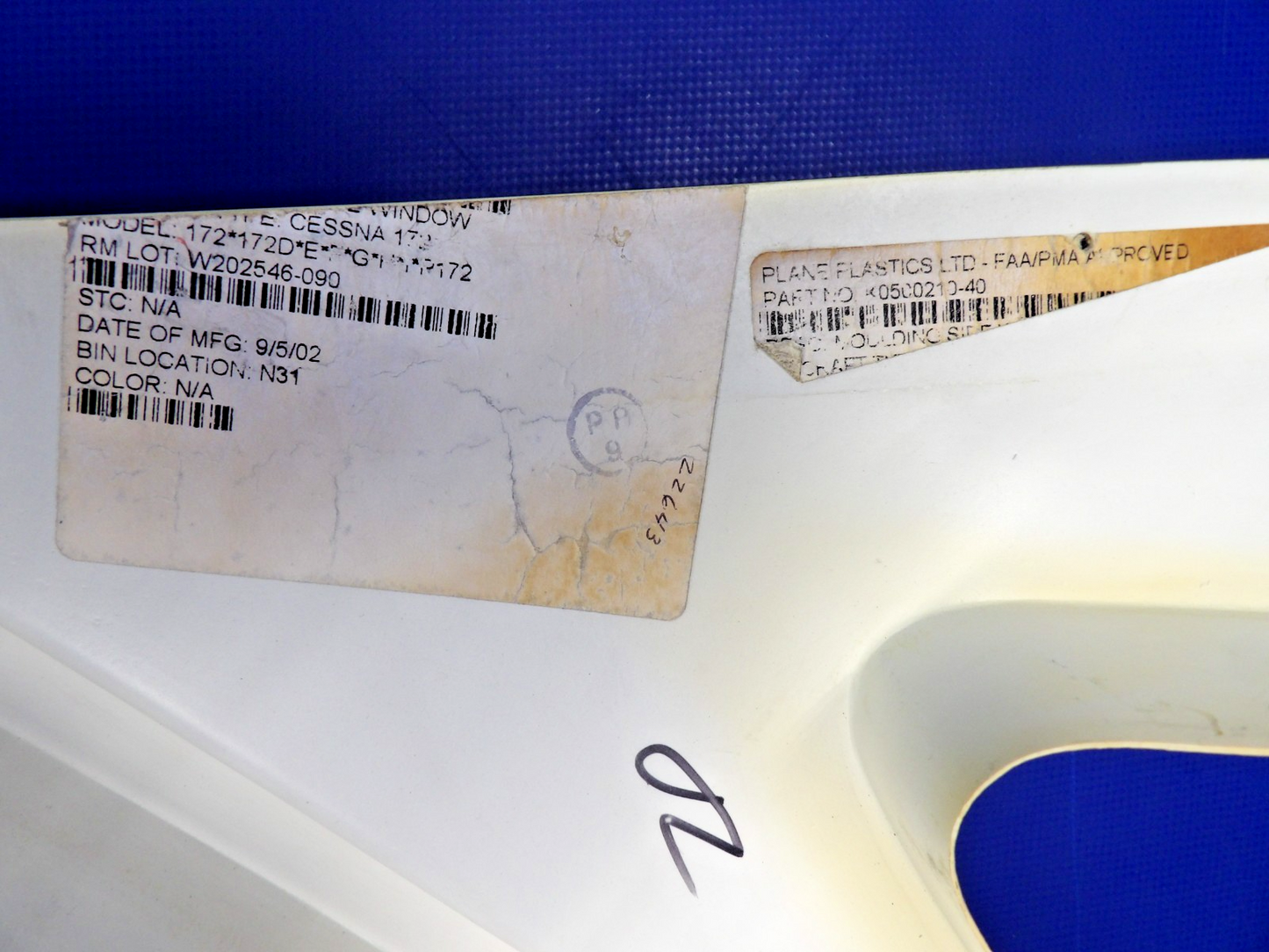 Cessna 172 / 172G RH + LH Rear Window Mouldings P/N 0500210-40 & -41 (0326-2029)3