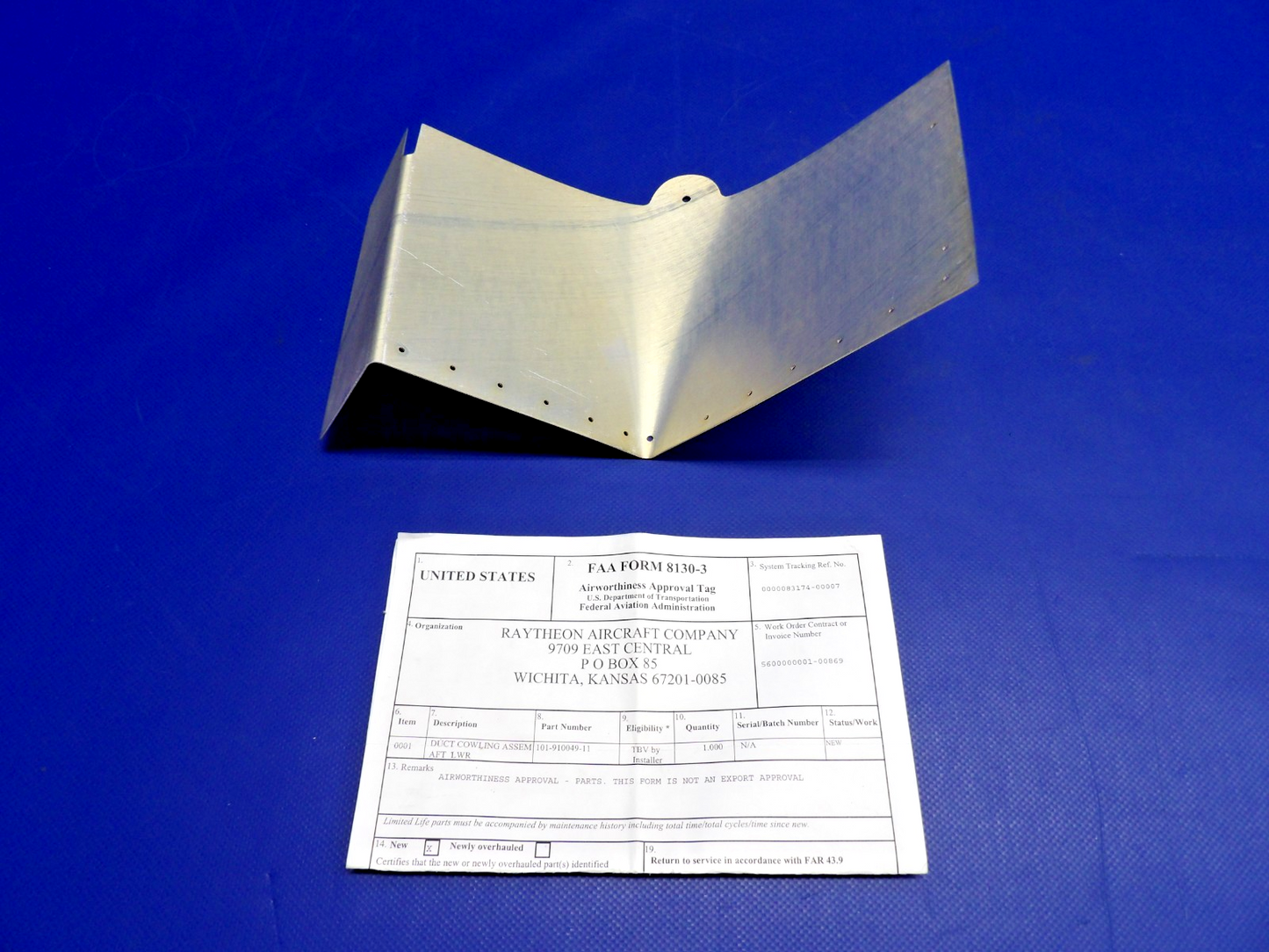 King Air B200 Beech Aft LWR Cowling Duct NOS w8130 P/N 101-910049-11 (0326-1254)0