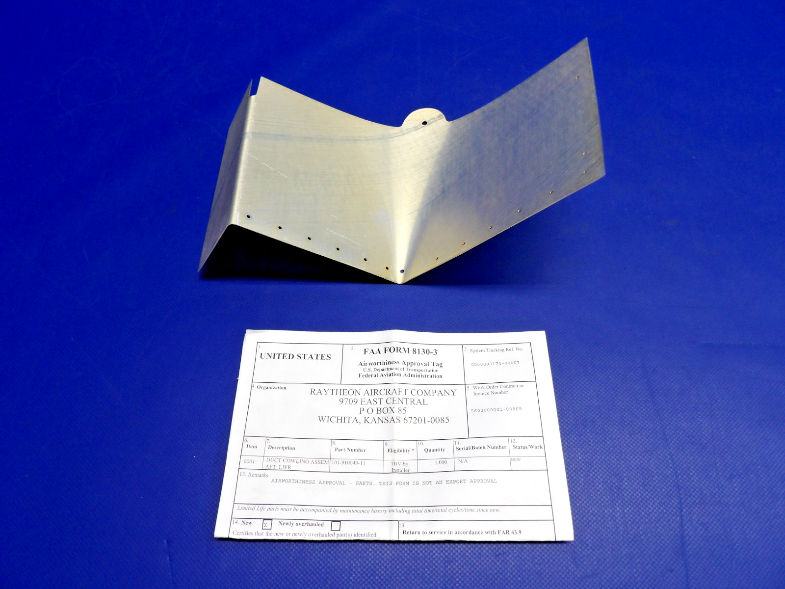 King Air B200 Beech Aft LWR Cowling Duct NOS w8130 P/N 101-910049-11 (0326-1254)0