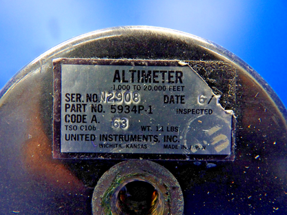 United Instruments Altimeter P/N 5934P-1 CORE (0626-1515)1