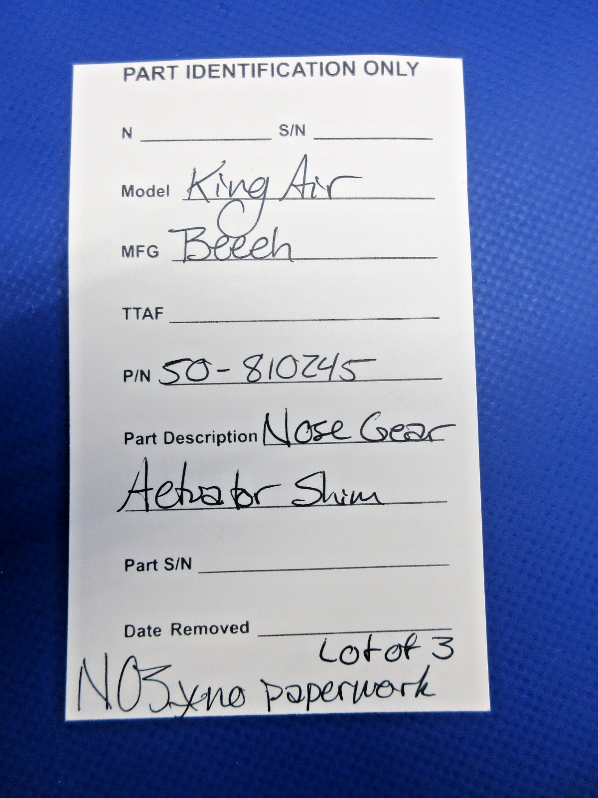 Beech King Air Nose Gear Actuator Shim P/N 50-810245 LOT OF 3 NOS (0326-901)8
