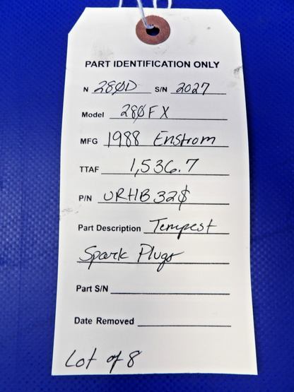 Enstrom 280FX Tempest Fine Wire Spark Plugs P/N URHB32S LOT OF 8 (0526-1364)17