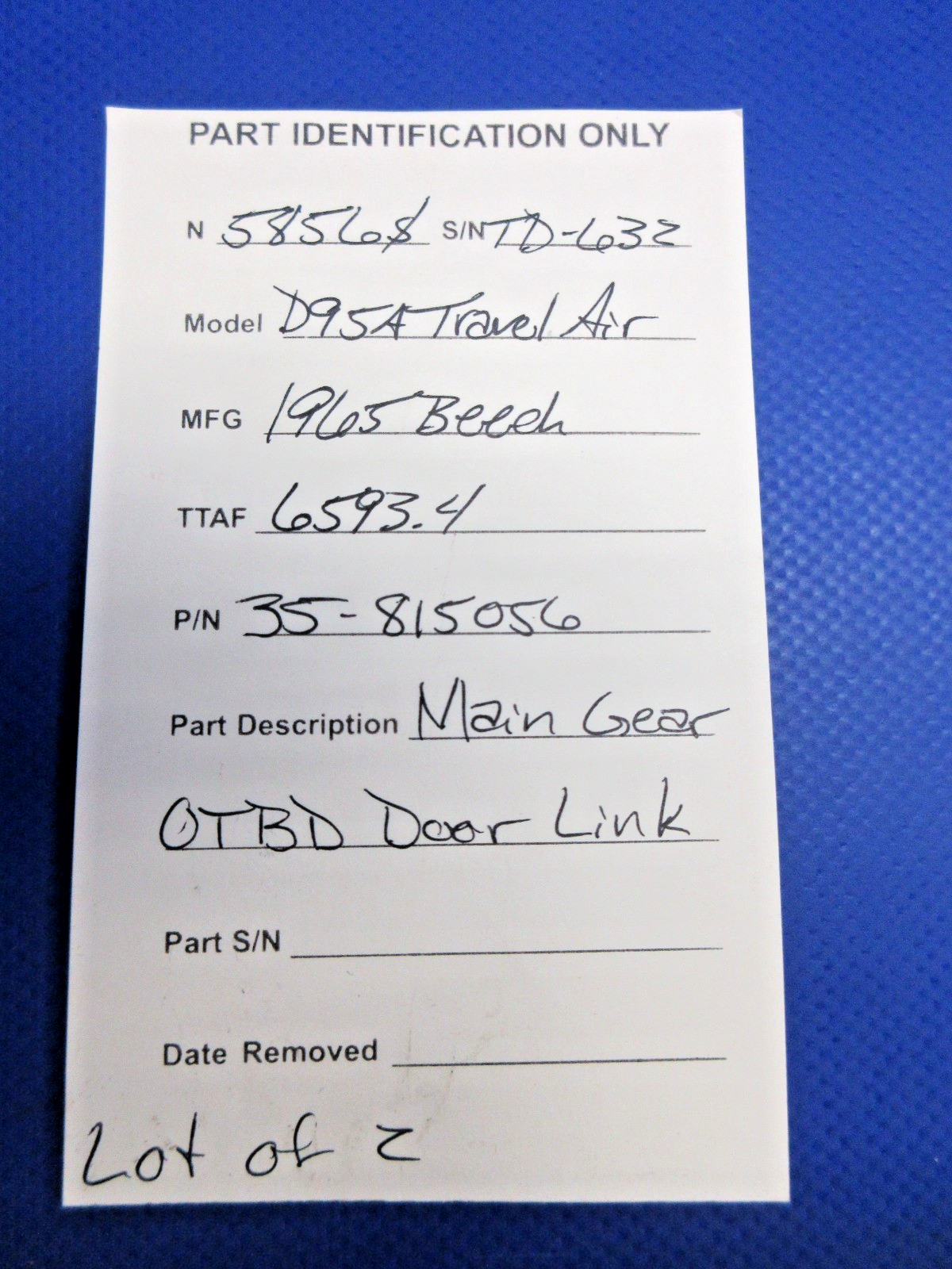 Beech D95A Travel Air Main Gear OTBD Door Link P/N 35-815056 LOT OF 2 (0326-827)11