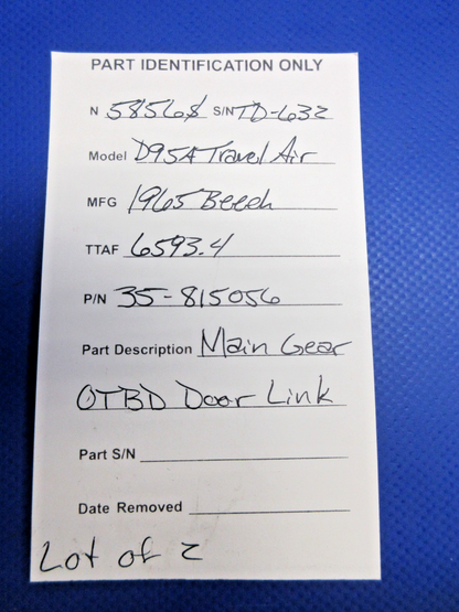 Beech D95A Travel Air Main Gear OTBD Door Link P/N 35-815056 LOT OF 2 (0326-827)11
