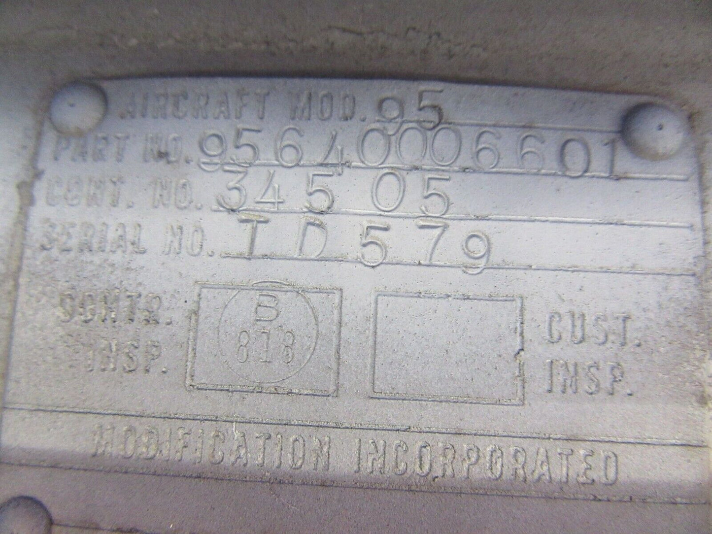 Beech D95A Travel Air Vertical Stabilizer P/N 95-640006-601 (0424-06)
