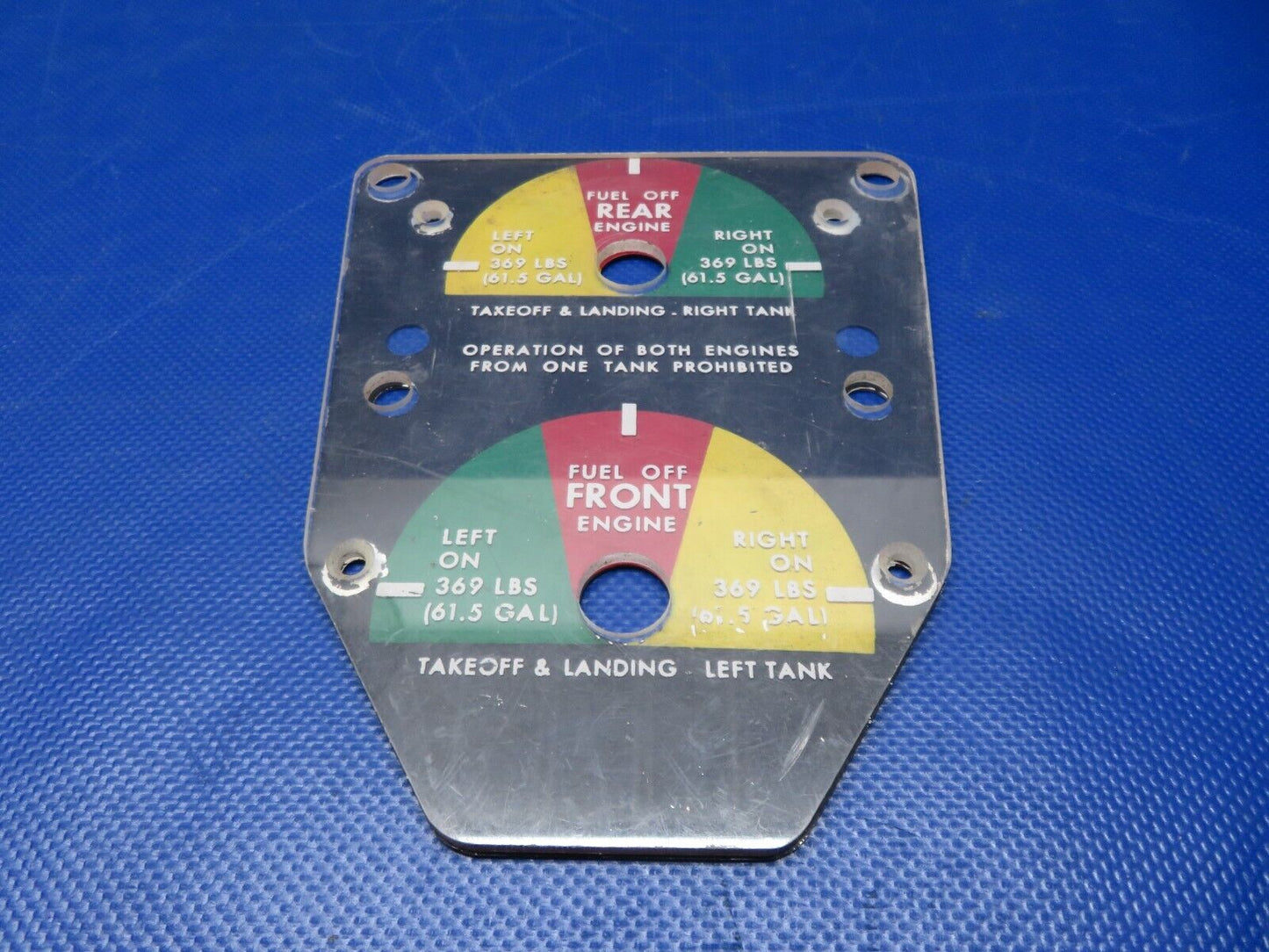 Cessna 337 Fuel Selector Glass Assembly P/N 1516211-9 (0324-1244)