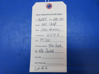 Telex Push to Talk Switch P/N PT-300 LOT OF 2 (0924-1368)