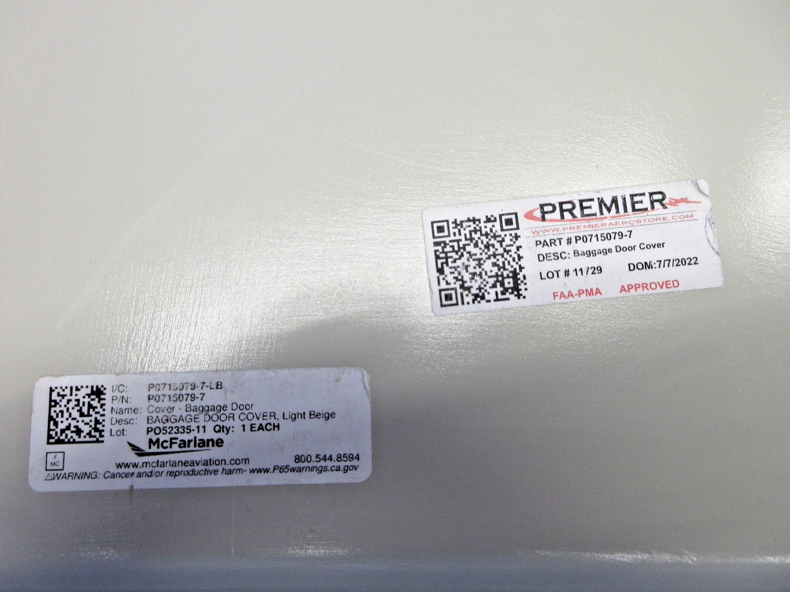 Cessna 172 Texas Aero Plastics Baggage Door Cover P/N P0715079-7 NOS (0726-896)2