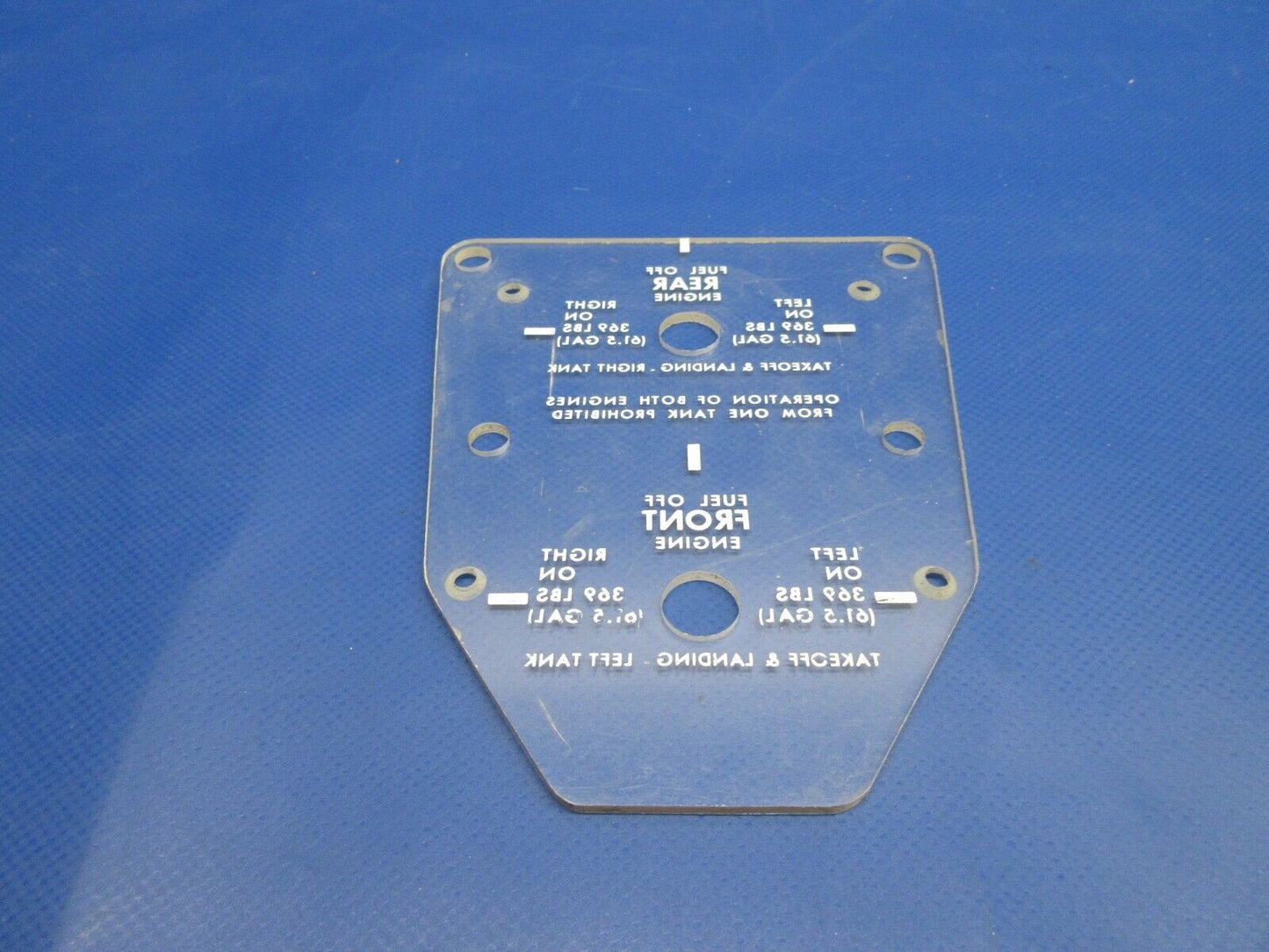 Cessna 337 Fuel Selector Glass Assembly P/N 1516211-9 (0324-1244)