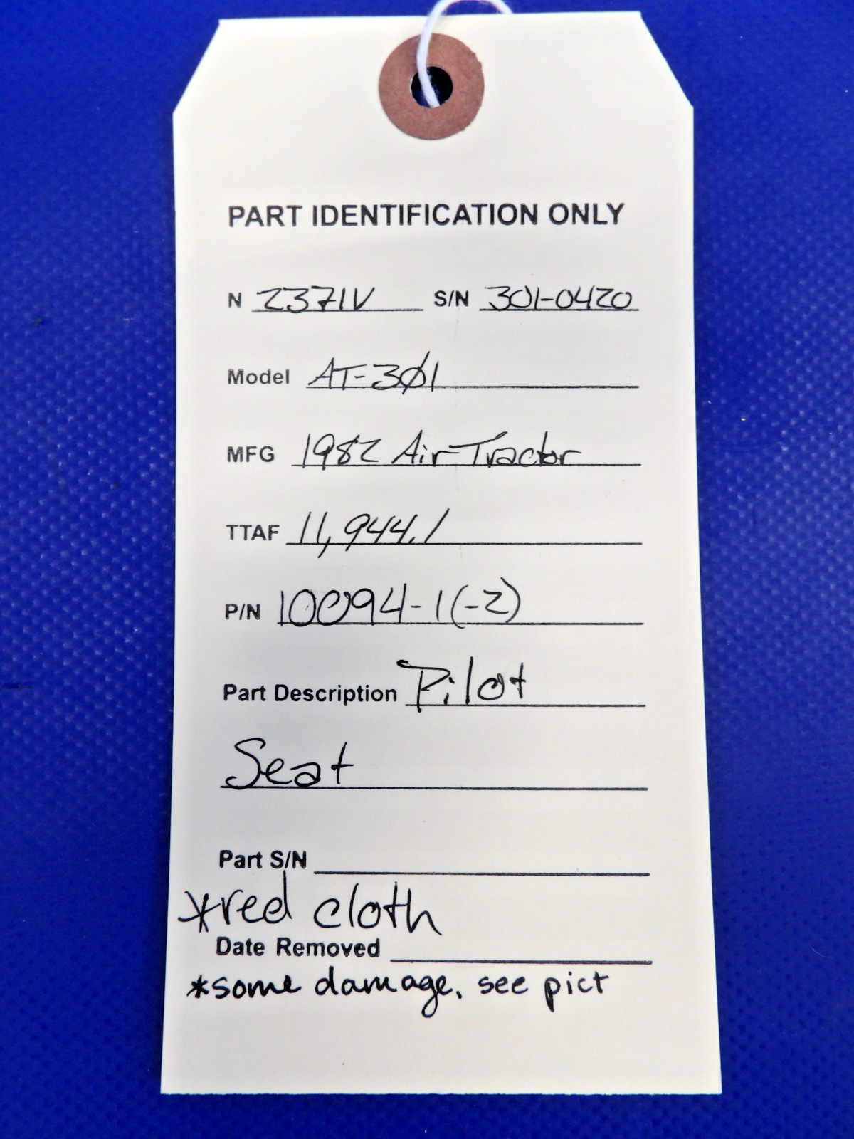 Air Tractor AT-301 Pilot Seat P/N 10094-1, 10094-2 (0926-1252)13