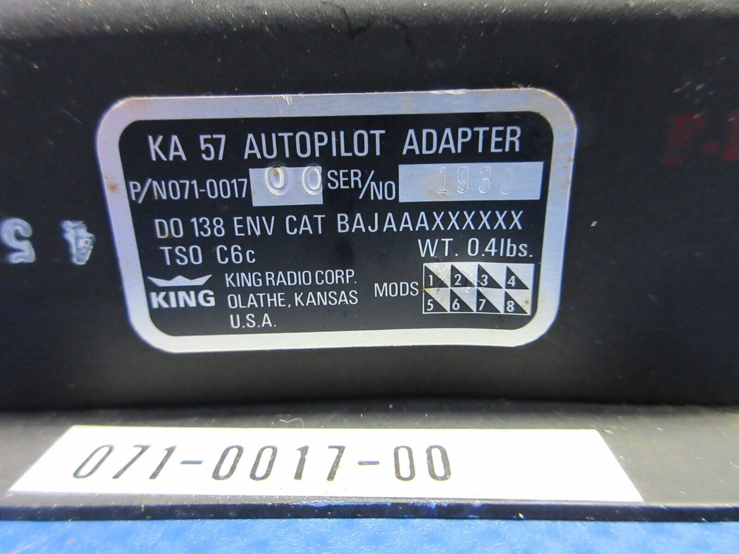 King KA-57 Autopilot Adapter P/N 071-0017-00 (0524-1927)