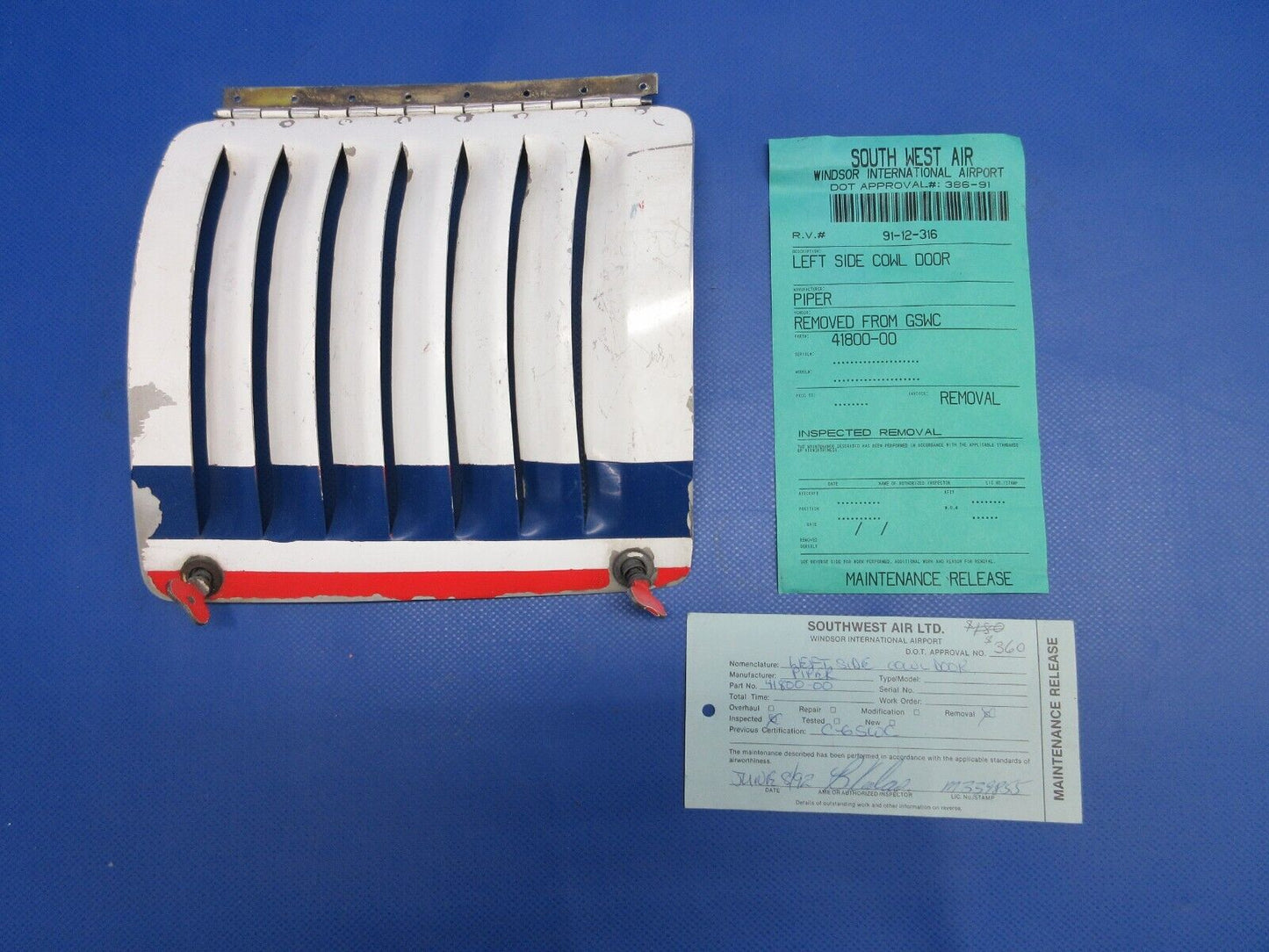 Piper PA31 Navajo Top Cowl Door Louver Assembly LH P/N 41800-00 (0424-1000)