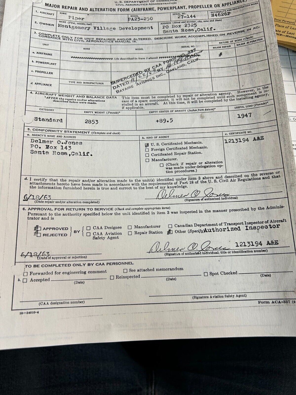 Piper PA-23 Nayak Aviation Extended Nose and Baggage Compartment (0424-98)