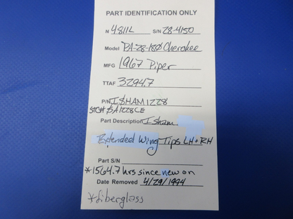 Piper PA-28-180 Isham Extended Wing Tips LH & RH ISHAM1228 LOT OF 2 (0725-1335)23